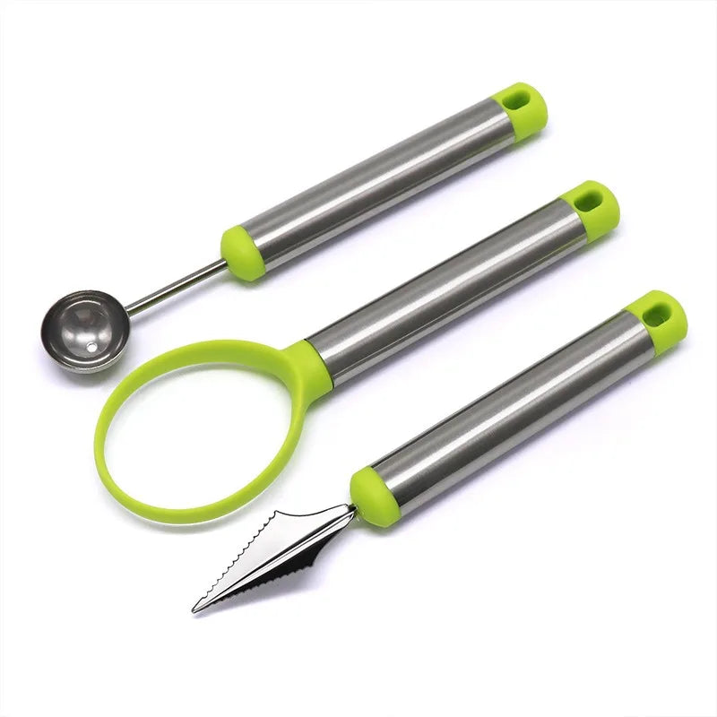Stainless Steel Fruit Tool Set – Melon Baller, Corer & Knife Fruit Kitchen Tool Set Oasis Select