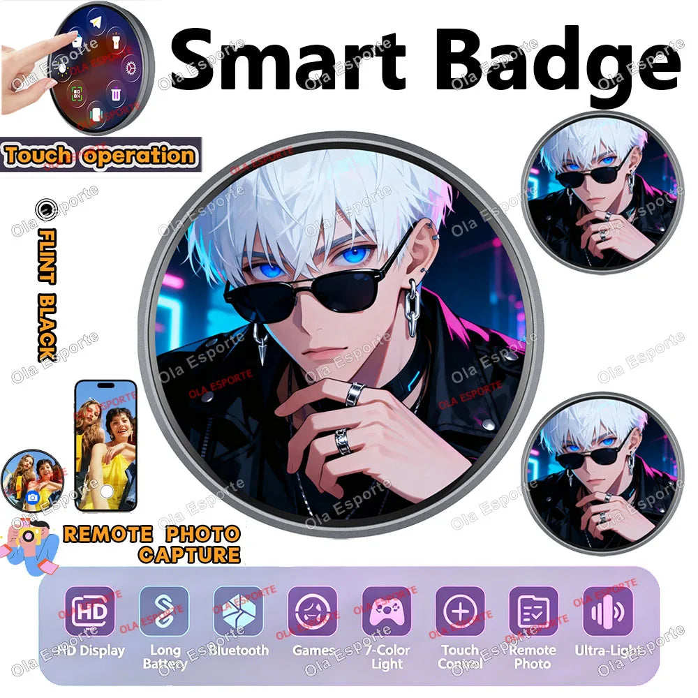 Anime Smart E-Badge | 1.85" LED Touch Screen Display Pin