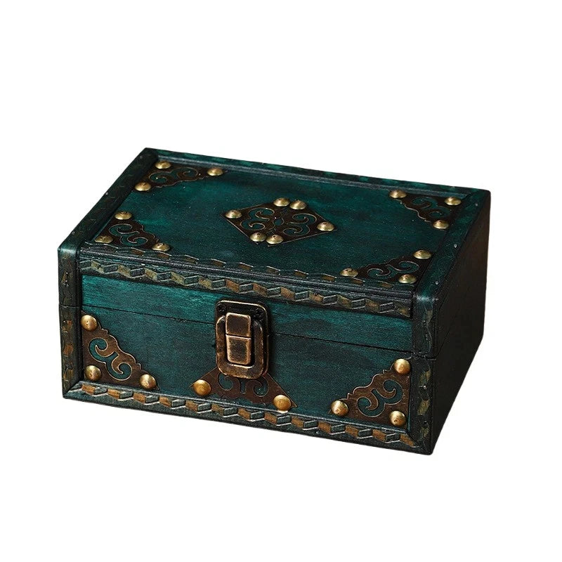 Wooden Jewelry Box Container Craft Box Organizer Holiday Treasure Props Gift Box Oasis Select