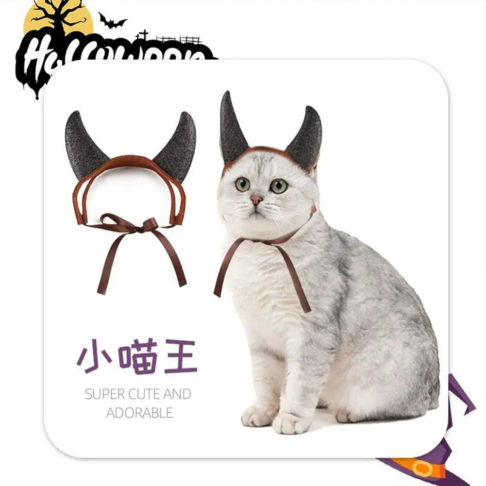 Pet Costume Devil Horn Headband Accessory Animal Headpiece Cosplay Halloween Party Props Funny Demon Cosplay for Dogs Cats Gifts Oasis Select