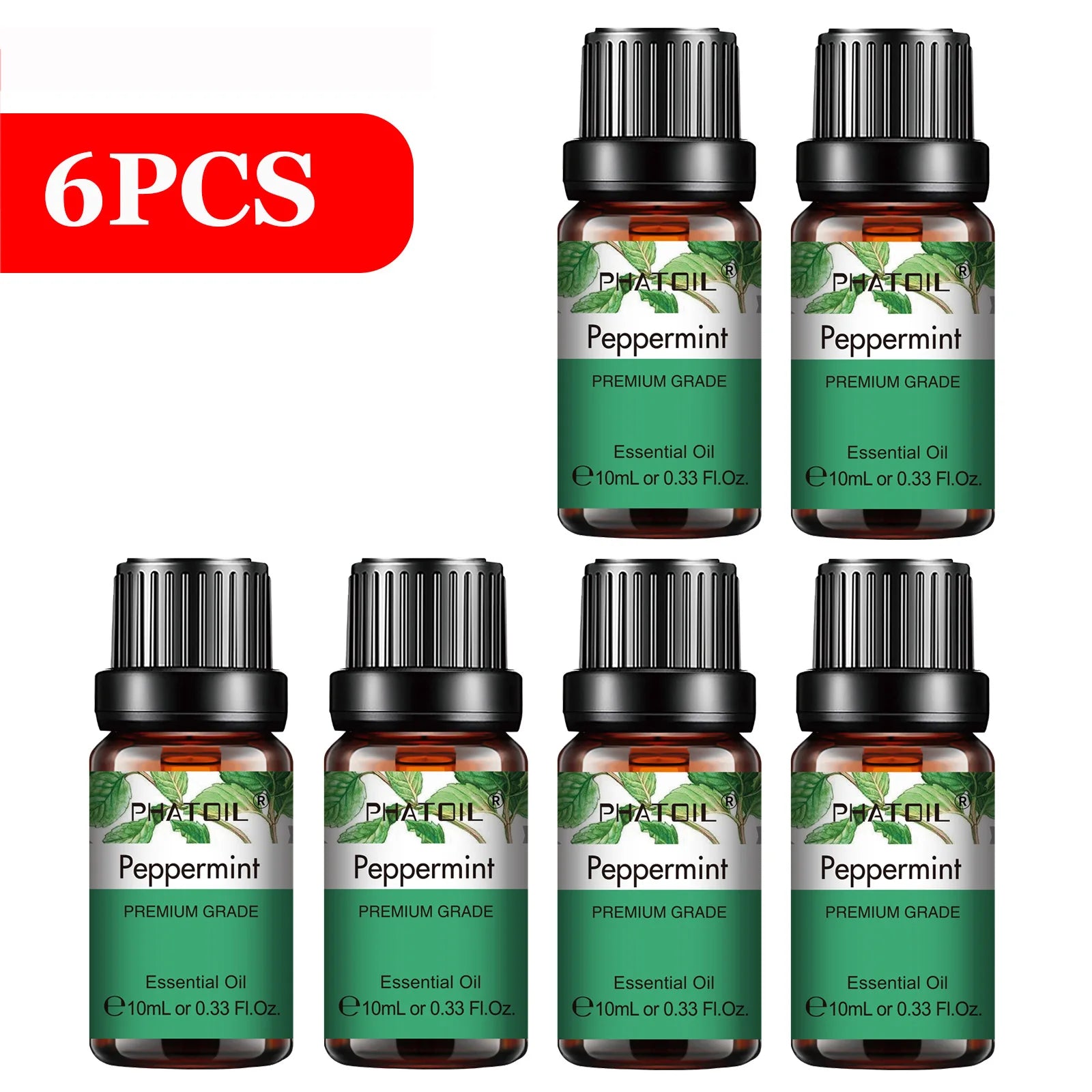 PHATOIL 6-Piece Pure Essential Oil Set – Diffuser & Aromatherapy