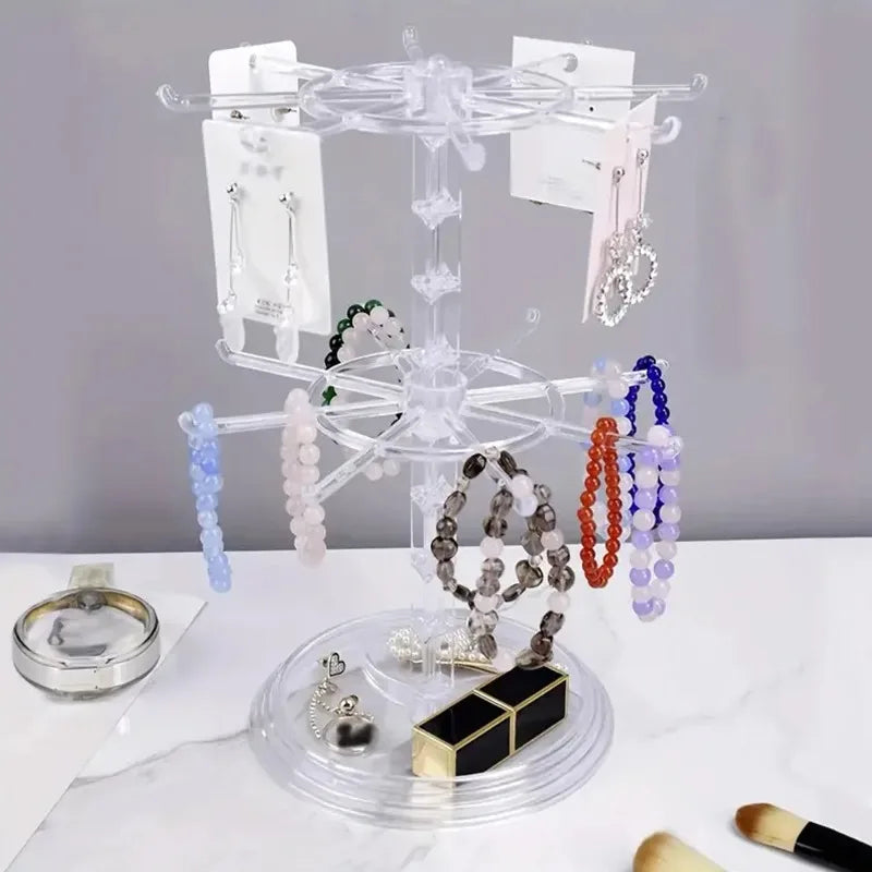 Rotating Earring Storage Rack Women's Earring Display Rack Bead Bracelet Hanging Necklace Hand Jewelry Box Oasis Select