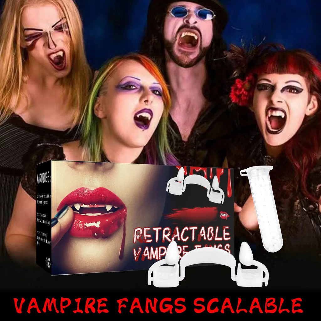 Retractable Vampire Fangs – Halloween Zombie Teeth Cosplay Props Costume Prop Teeth Oasis Select