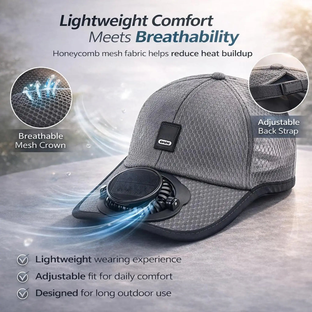 Summer Sunhat with Solar Fan Sun Block Baseball Hat with Solar Fan USB Charging Fan Outdoor Sunhats Sunscreen Sunshade Hats Oasis Select