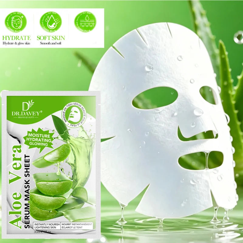 DR.DAVEY Aloe Vera Sheet Mask – Hydrating, 10 Pack