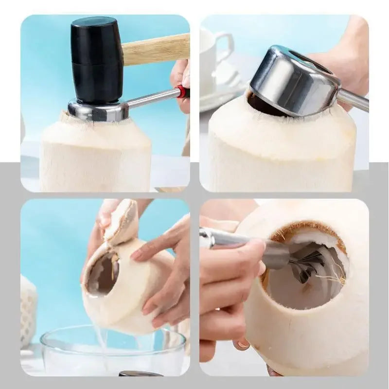 Creative Dual-Purpose Coconut Opener Hand Hole Puncher Hammer Kitchen Gadget Fresh Coconut Water Breaker Tool Oasis Select