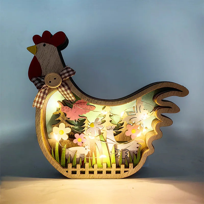 Easter Wooden Turkey Decorations Flowers Butterfly Home Tabletop Wooden Crafts Decoration Oasis Select