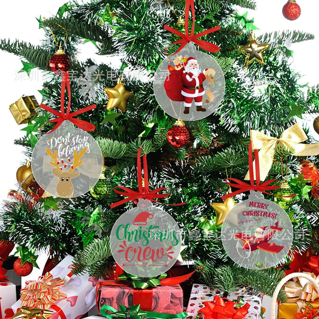 20/10/5pcs Acrylic Discs Christmas Tree Hanging Ornament DIY Blank Circle Xmas New Year Decor for Home Clear Bauble Ball Crafts Oasis Select