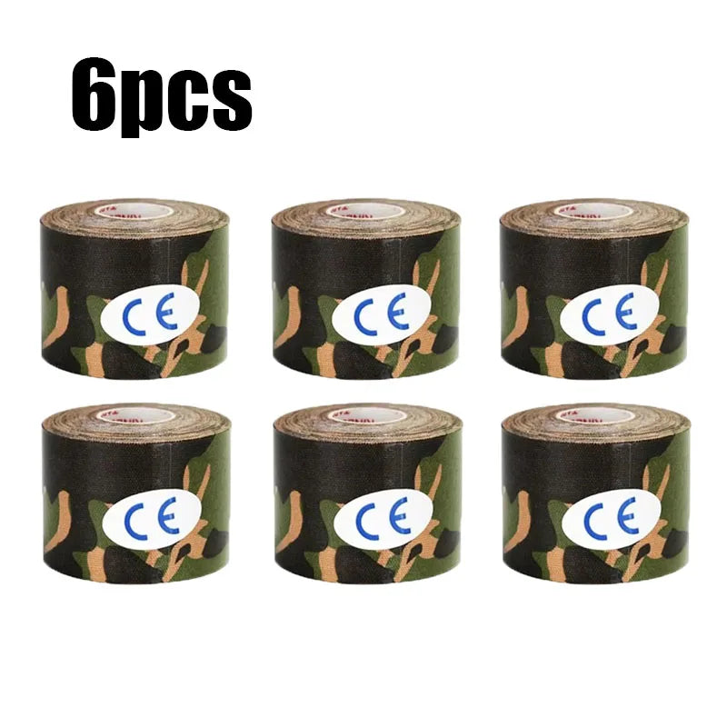 1/2/6pcs Kinesiology Tape Athletic Recovery Elastic Tape Kneepad Muscle Pain Relief Knee Pads Support For Gym Fitness Band Oasis Select 6pcs-Green Camo 3.8cm
