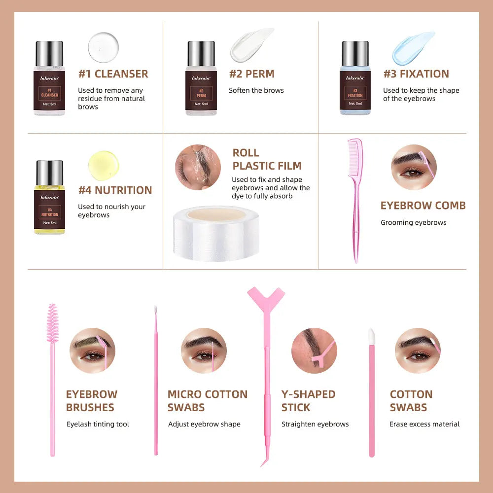 Semi-permanent Brow Lift Perming Brow Lamination Kit Professional With Cling Film Nutrition Keratin Perming Lotion For Home Use Oasis Select