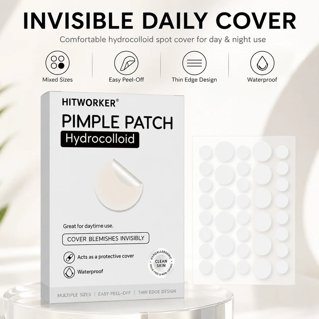 HITWORKER Hydrocolloid Pimple Patch Invisible Spot Cover, Mixed Sizes, Thin Edge, Easy Peel-Off, Waterproof for Day & Night Uses Oasis Select 720pcs