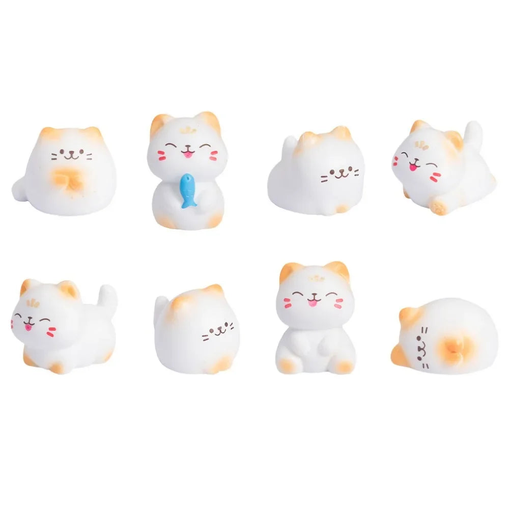 Mini Cats Ornament Fairy Garden Kitten Statue Gift Kids Children Baby Room Decoration Toys Miniature Figurines Home Decor Oasis Select 8Pcs Set Kitten s family