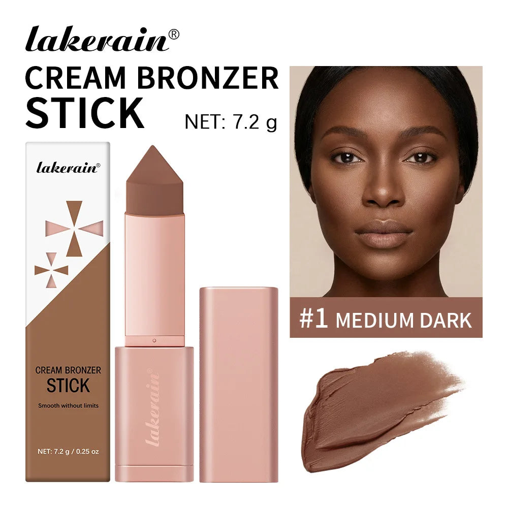 7.2gTriangle Cream Bronzer Stick, Multi-function Contour Highlighter Stick, 3D Face Shading Brightening Makeup Oasis Select medium dark