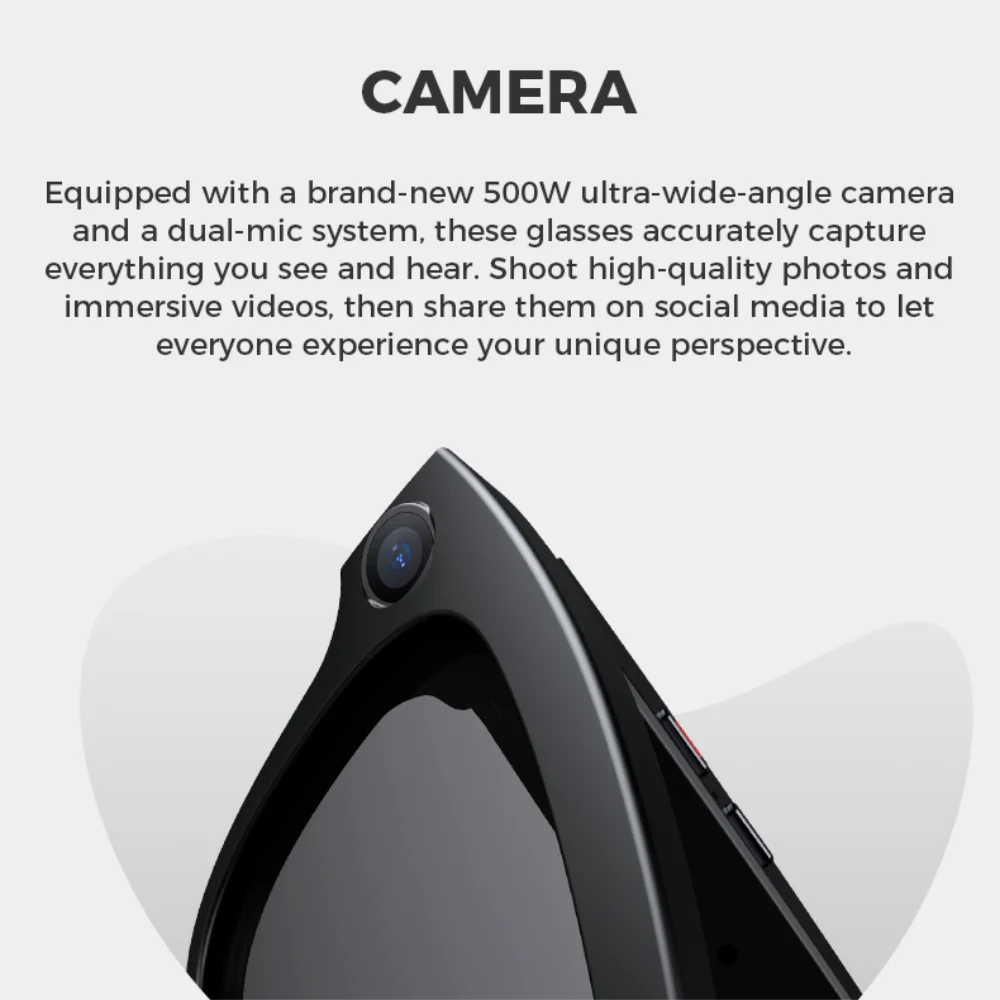 Smart Glasses Built-In HD Camera Blue Tooth Call Voice Assistant Dialogue Translation Sunglasses Music Playing Video Record Oasis Select