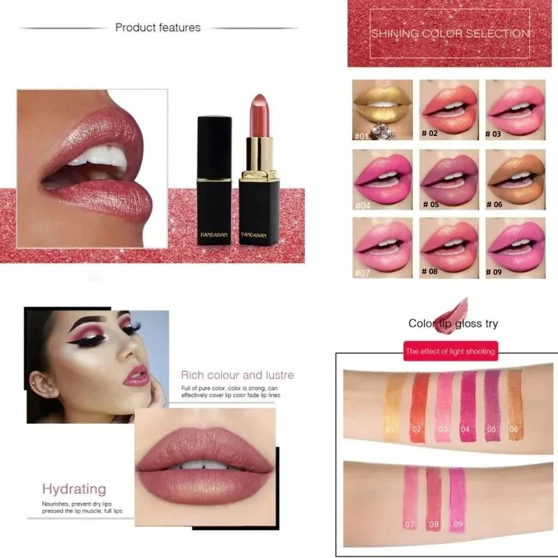 Handaiyan Metallic Color-Changing Lipstick – 9 Shades