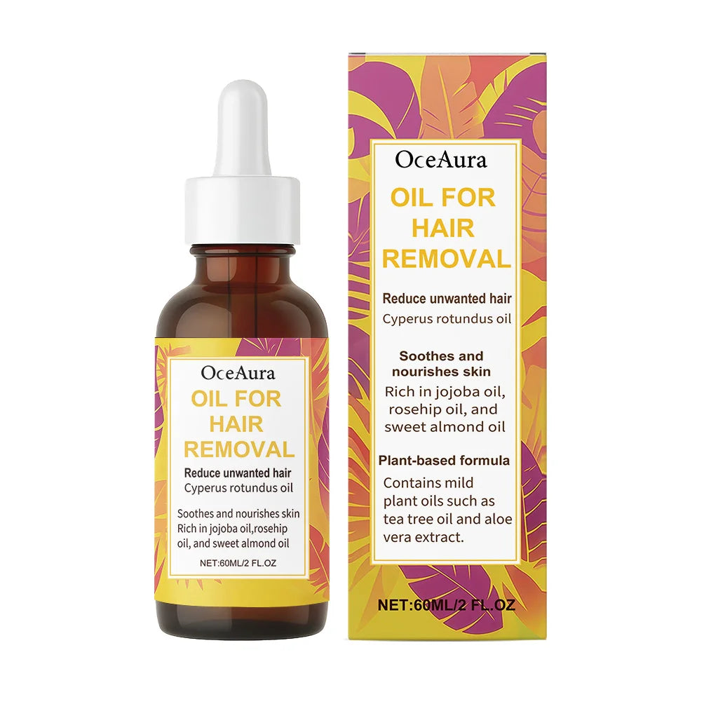 60ml Cyperus Rotundus Oil Gentle Hair Reducing Armpit Legs Arms Body Hair Inhibitor Moisturizing Smooth Skin Hair Removal Serum Oasis Select 60ml boxed