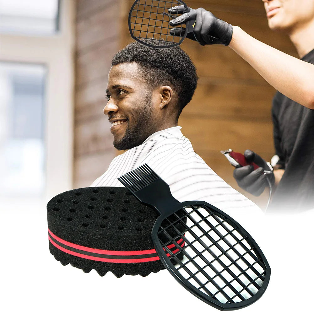 Barbershop Wave Shaped Hair Brush Afro Hair Styles Carbon Fiber Pick Comb Hair Comb Set Hair Sponge Wave Hairstyle Care Tool Oasis Select