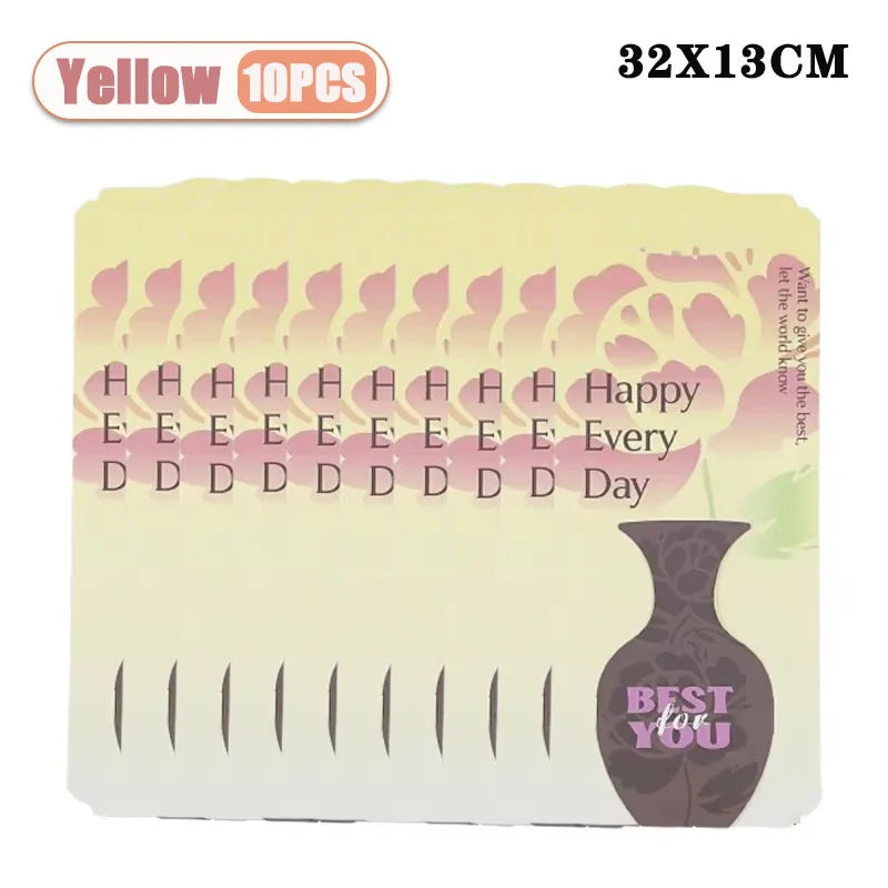 Simple Elegant Valentine Flower Bouquet Box Foldable Handheld Design Easy Carry Gift for Home Party Wedding Celebration Romance Oasis Select Yellow-10PCS