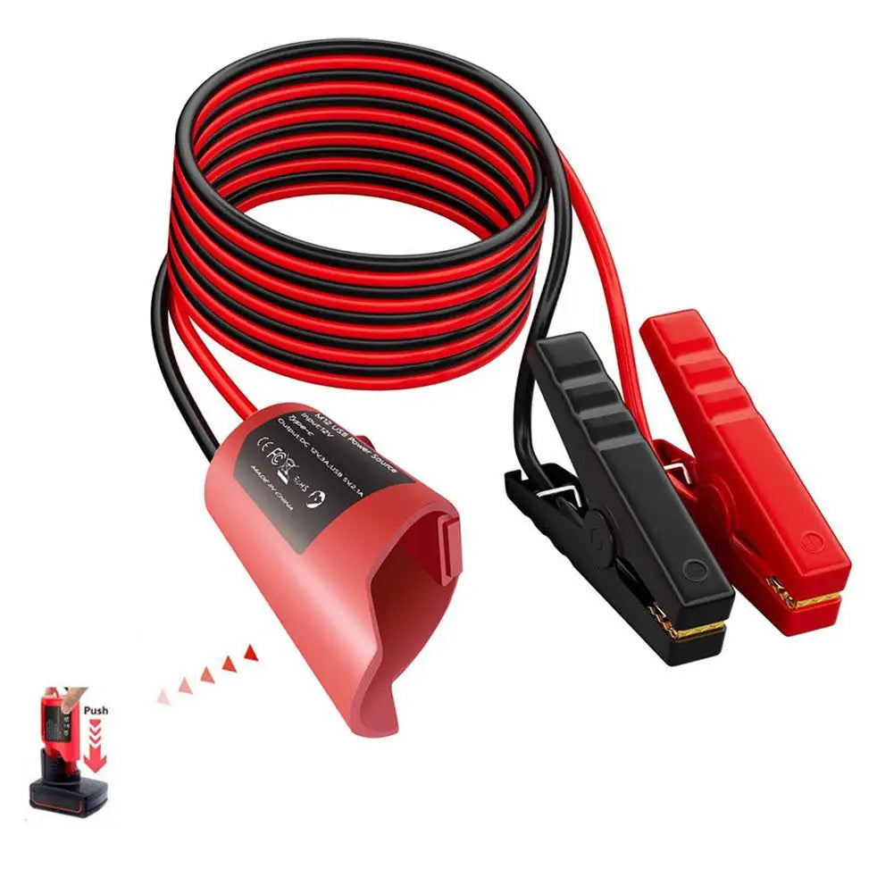 For Milwaukee M12 Portable Jump Start Cable Car Auxiliary Starter 12awg/1.8m Power Cord With Alligator Clips Emergency Tool Kit Oasis Select A