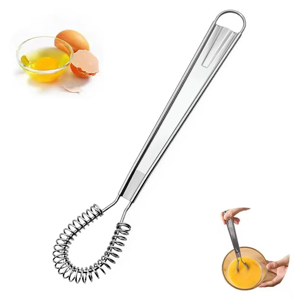 Handheld Manual Egg Beater – Stainless Steel Spring Whisk