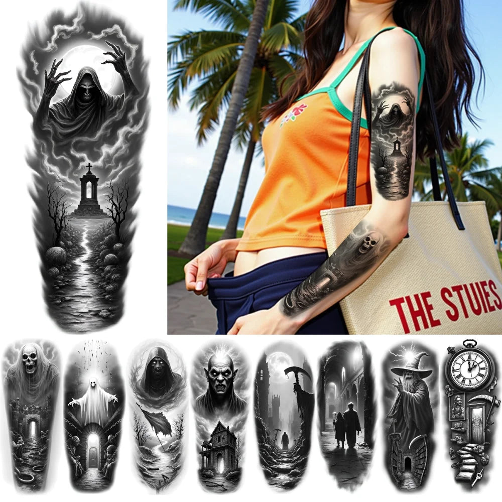 3-Pack Gothic Temporary Tattoos – Waterproof Dark Symbol Body Art