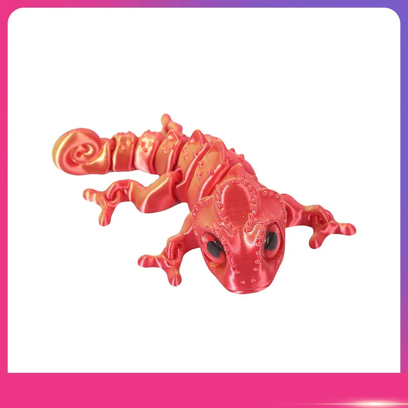 3D Printed Chameleon Figure – Movable Joints & Realistic Eyes Articulated Animal Figure Oasis Select Red One Size