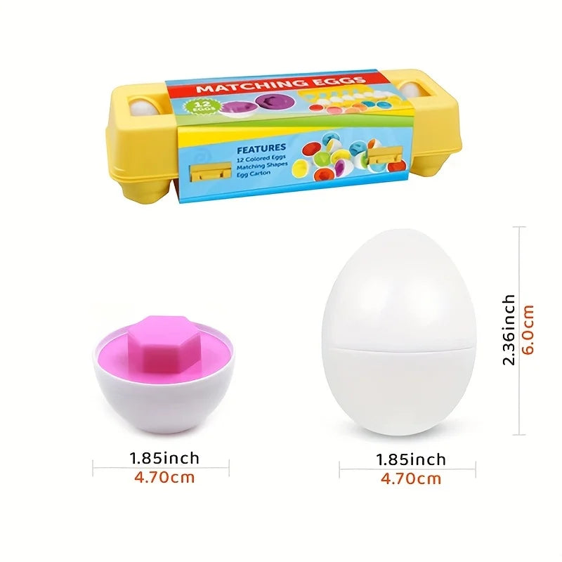 6/12pcs Color &Shape Matching Eggs Toy Set,Simulated Egg Shapes with Storage Box,Geometric Color Learning for Kids Children Toys Oasis Select