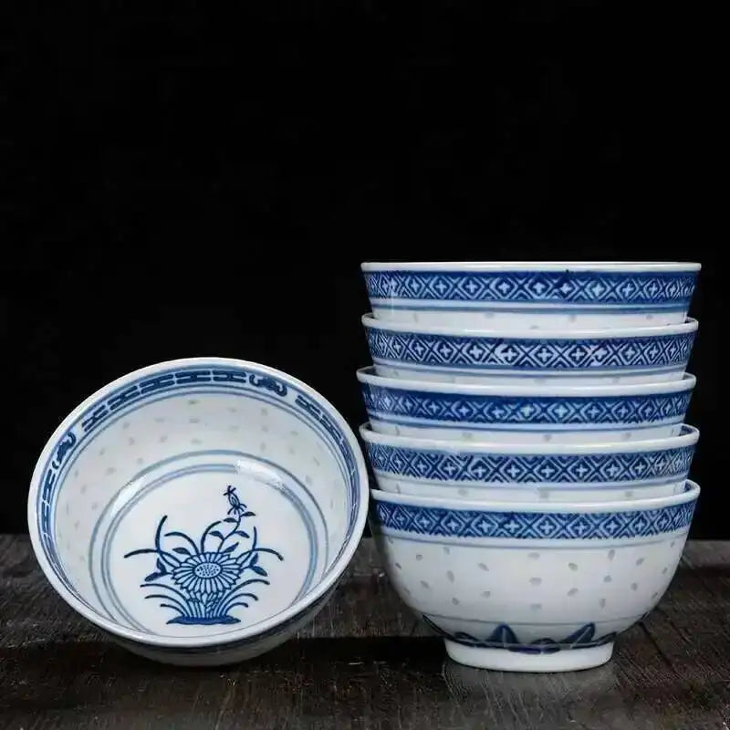 Old-fashioned Ceramic Blue And White Noodles Bowl Blue And White Porcelain Bowl Rice Bowl Oasis Select