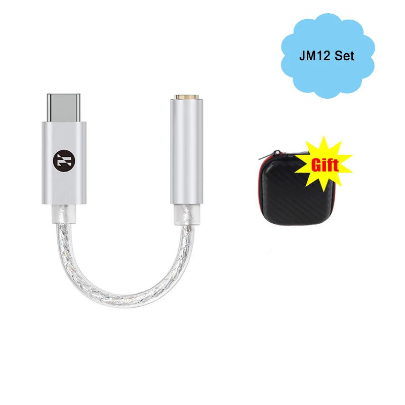 JCALLY JM12 Digital Audio Adapter DAC Chip KT02H20 Hi-Fi Audio Decoder Type-C to 3.5mm Earphone Amplifier 32bits/384KH DSD128 Oasis Select JM12 Set