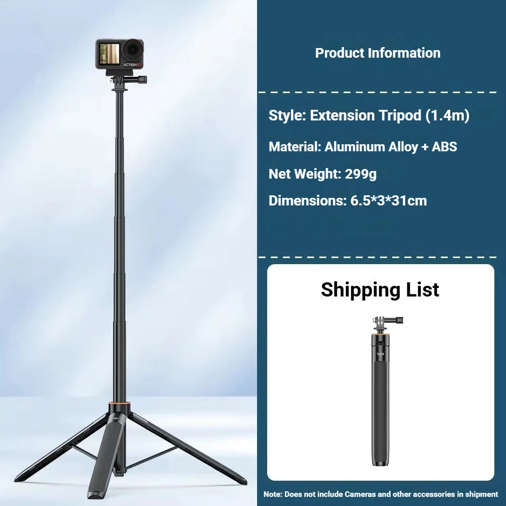 140cm Extendable Tripod Selfie Stick for Insta360 GoPro DJI