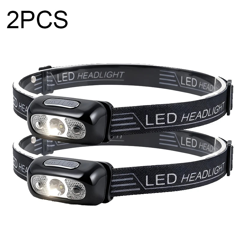 LED Sensor Headlamp USB Rechargeable – 8 Modes, Waterproof