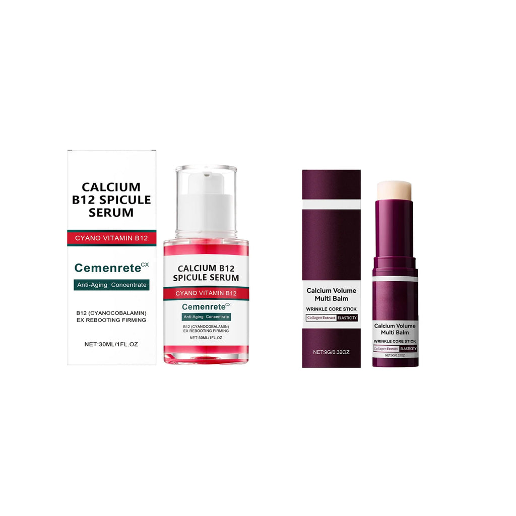 Calcium Skincare Set Anti-Aging Calcium Volume Facial Serum Eye Patches Multi Balm Fade Fine Lines Reduce Dark Circles Nourishes Oasis Select 2 IN 1 B