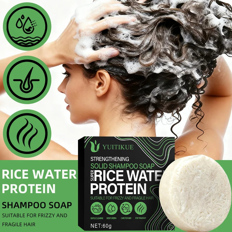 YUITIKUE Rice Protein Shampoo Bar 60g - Rich Delicate Foam, for Frizzy & Fragile Hair, Cleans, Moisturizes & Smooths Hair Oasis Select