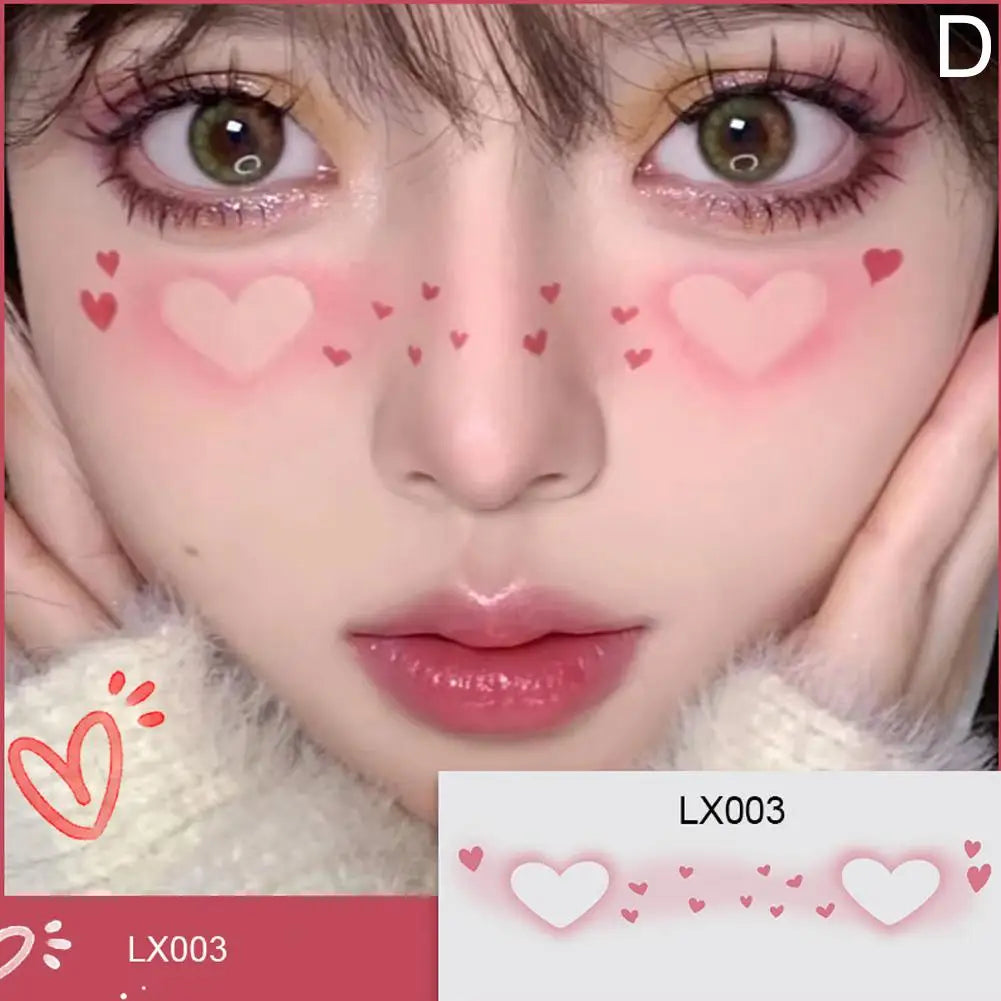 Love Heart Face Temporary Tattoos – Waterproof Party Stickers Temporary Face Tattoos Oasis Select D