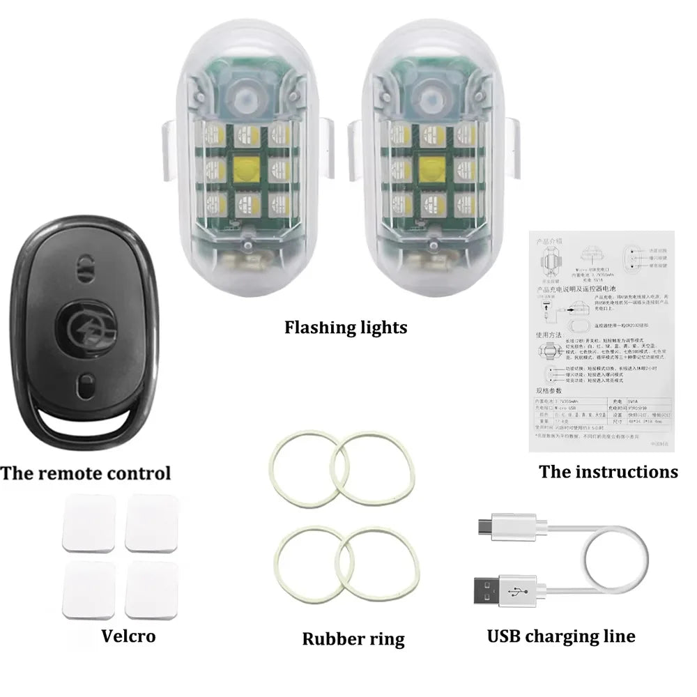 7-Color LED Strobe Warning Light – Wireless Remote, USB Rechargeable