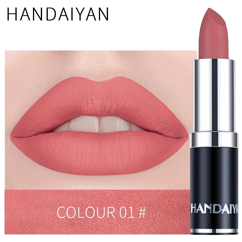 Handaiyan 12-Color Matte Velvet Lipstick – Long-Lasting Coverage