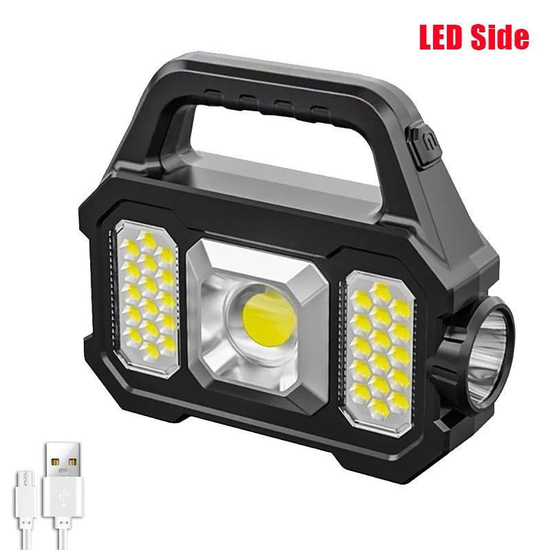 Solar Rechargeable Flashlight Zoomable Waterproof COB LED Torch Brightly Light Portable Powerful Lantern for Camping Oasis Select S157-A-1