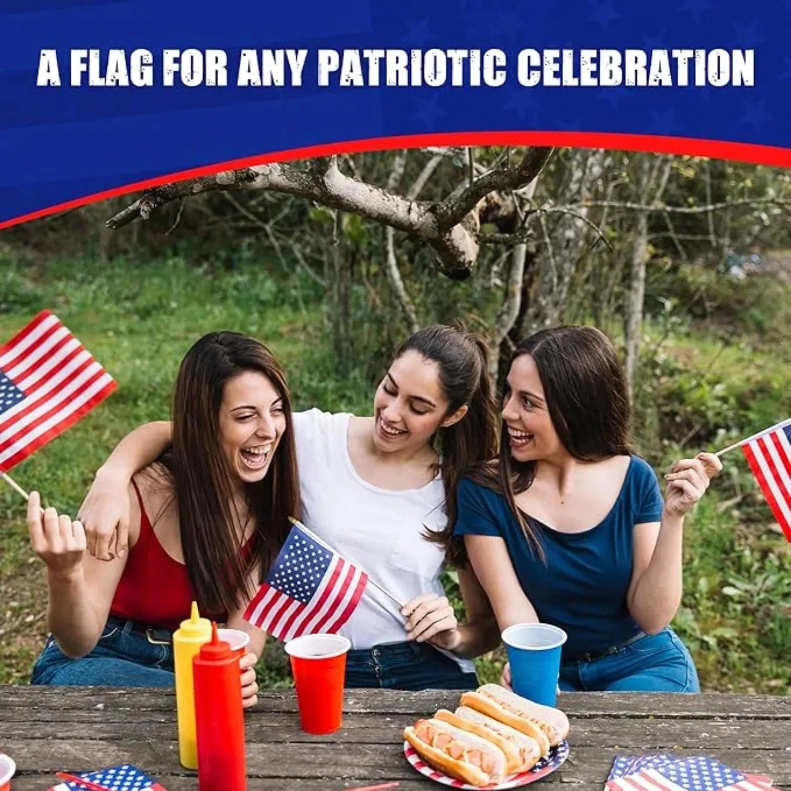 USA Hand Waving Flags 20x30cm Double-Sided Polyester – 12 Pack Patriotic Hand Flag Oasis Select
