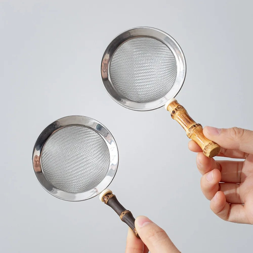 New Stainless Steel Matcha Sifter Very Fine Mesh Easy to Clean Fine Mesh Strainer Bamboo Rust-Proof Cocktail Sieve for Kitchen Oasis Select