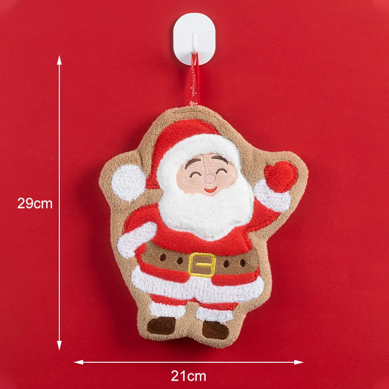 Hand Towels Kitchen and Bathroom Quick-drying Coral Fleece Christmas Towels Oasis Select Santa Claus