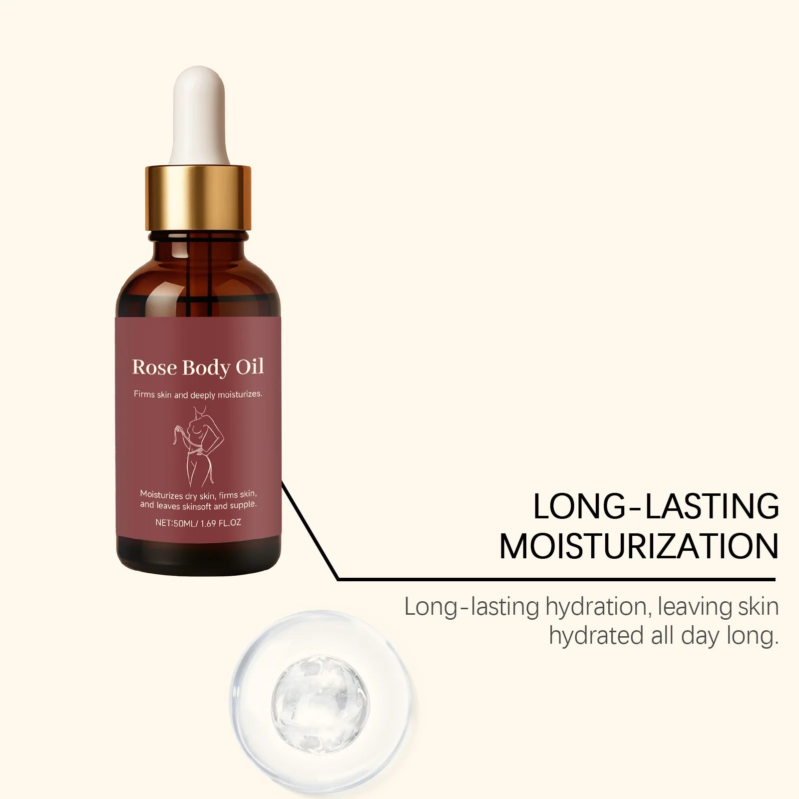 Rose Body Essential Oil Smoothing Skins Improving Skin State Deeply Nourishing Lasting Moisturizing Flower Fragrance Body Serum Oasis Select