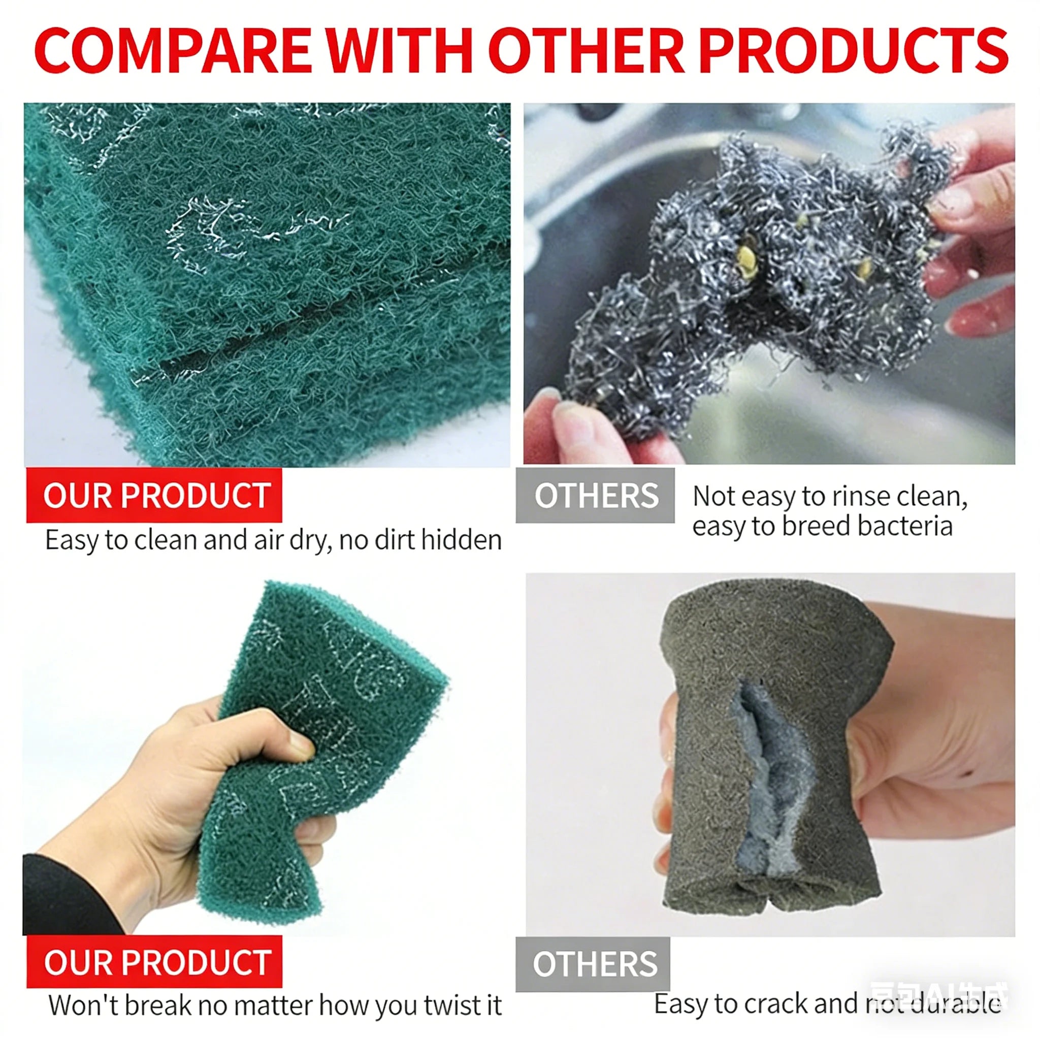 5M Brushed stainless steel Scouring pad Abrasive Tools Rust removal Polishing for industry Metals Wood Paint Hand brush Tool Oasis Select