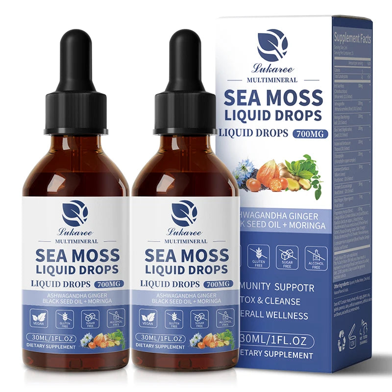 lukaree Organic Sea Moss Drops Support Immunity and Gut Health Promote Digestive Gut Cleansing and Detox Skin & Joint Health Oasis Select