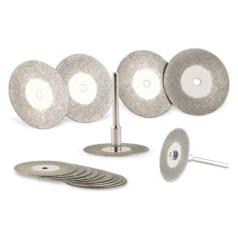 12pcs 22mm Diamond Cutting Disc 3mm Grinding Wheel Mandrel for Metal Cutting Rotary Tool Electric Grinder Parts Oasis Select