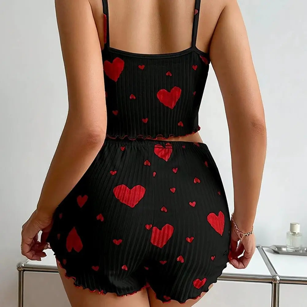NEW Girl'S Spaghetti Strap Camisoles+Shorts Homewear Print Underwear Pijama Sexy Lingerie Camisoles Tanks Nighty Women Sleepwear Oasis Select
