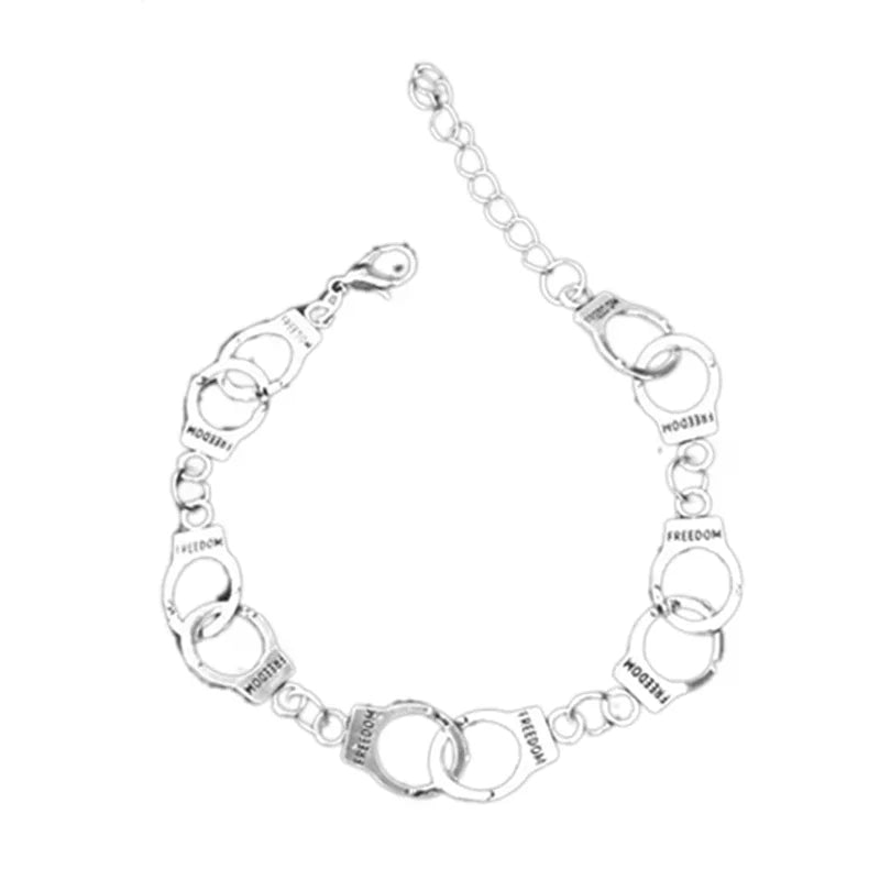 Fashion Punk Freedom Handcuffs Bracelet Lover Couple Chain Bangle Jewelry Gift Oasis Select