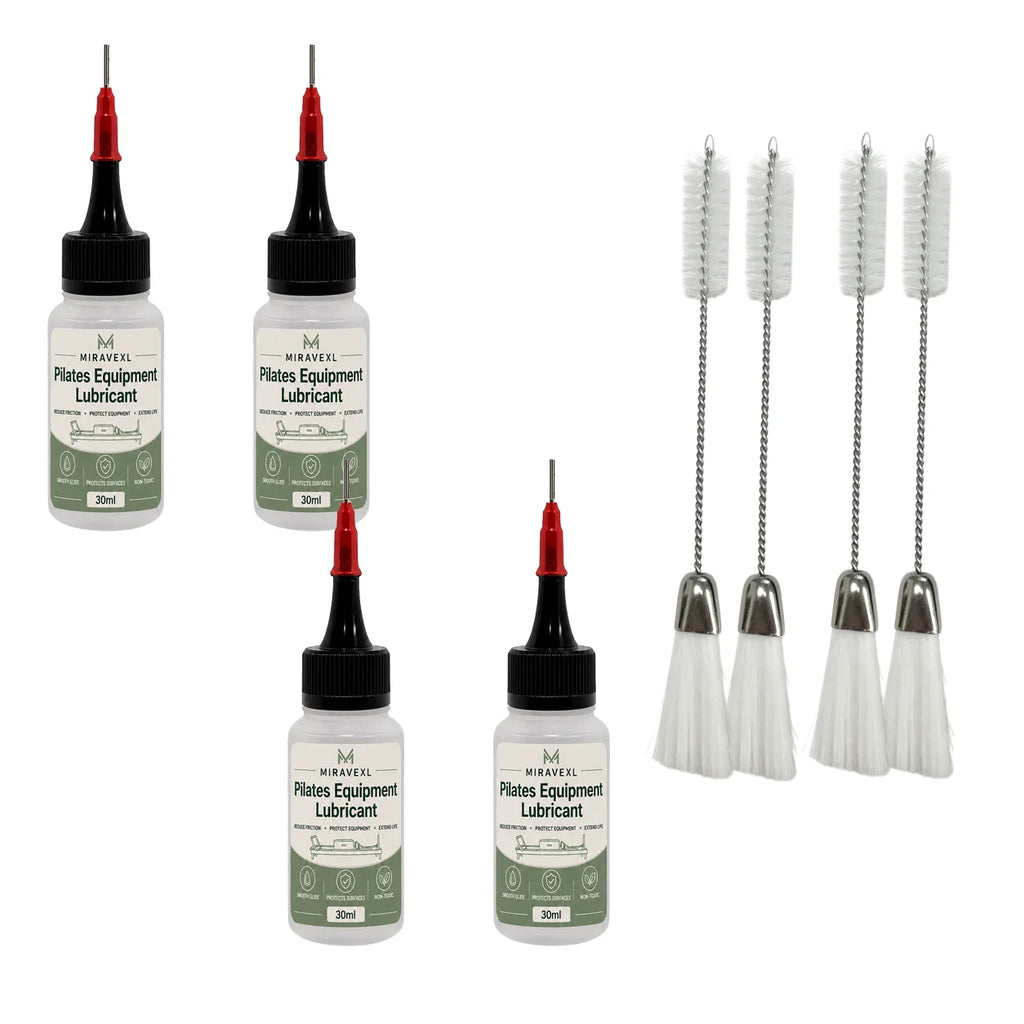 Pilates Equipment Lubricant with Precision Brush, 30 ml Non-Toxic Reformer Rail Oil for SmoothGlide and Friction Reduction Care Oasis Select 4PCS