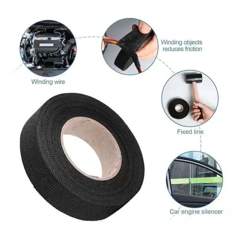 25MM*15M Auto Car Flannel Flannelette Adhesive Tape Wiring Harness Anti Rattle Self Adhesive Felt Tape Auto Repair Tools Oasis Select