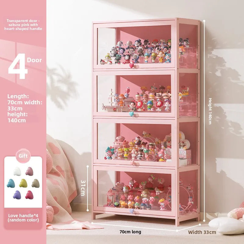 Display cabinet Household blind box ornament Pain cabinet decoration Dust-proof glass display stand Living room model cabinet Oasis Select Four doors 70 long