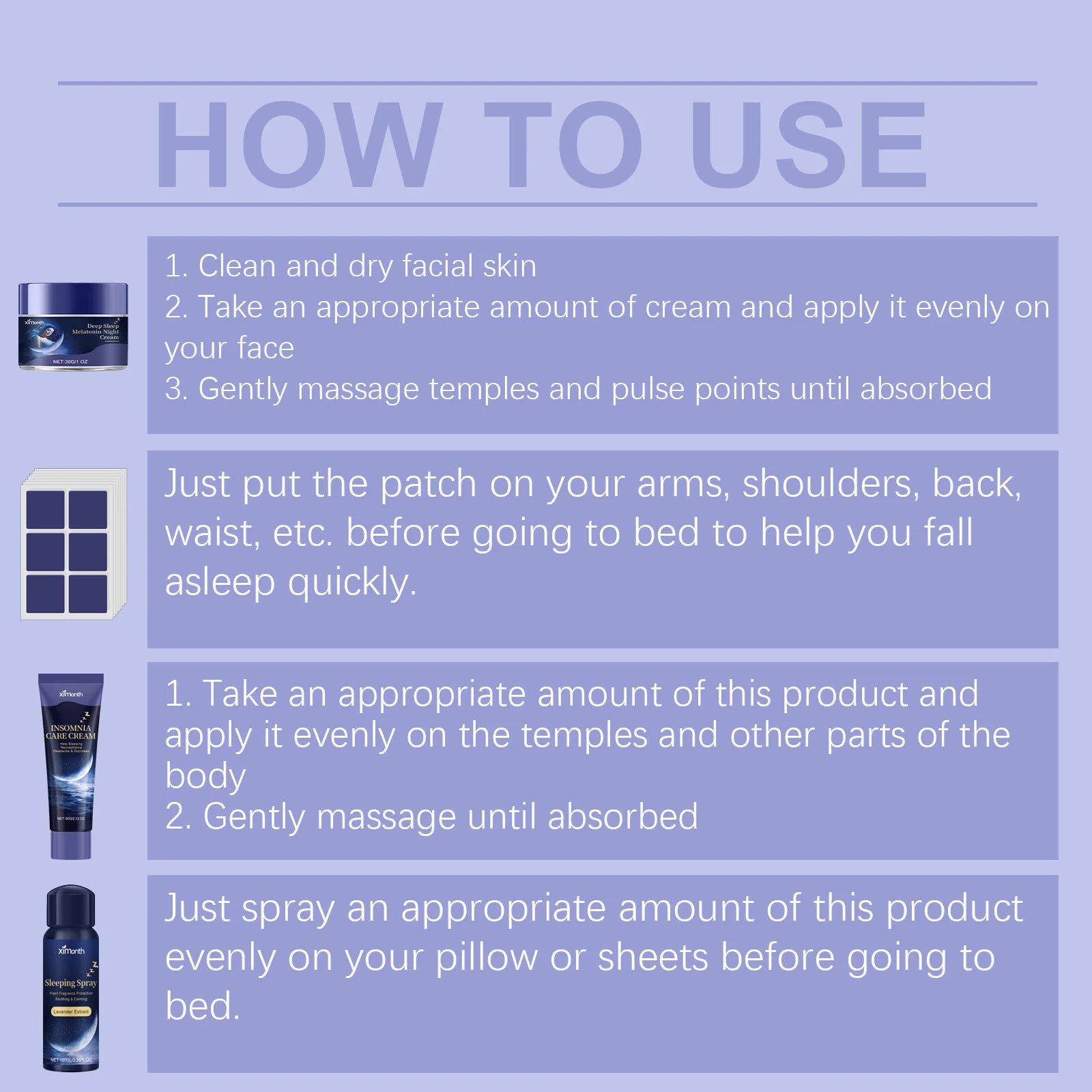 Lavender Sleep Patch, Night Cream & Pillow Spray Gift Set Sleep Wellness Set Oasis Select